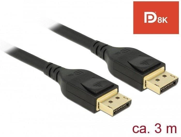 DLC DELOCK DisplayPort kabelis 8K 60 Hz 3 m DP 8K sertifikuotas