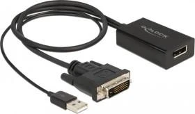 Delock Adapteris DVI kištukas prie DisplayPort 1.2 moteriškas juodas 4K 50 cm
