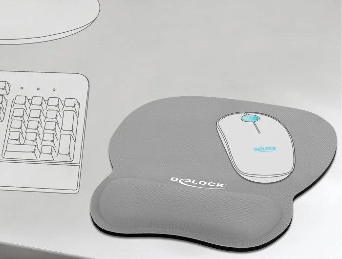 DeLOCK Ergonomiškas pelės kilimėlis with Gel su atrama riešui - pilka