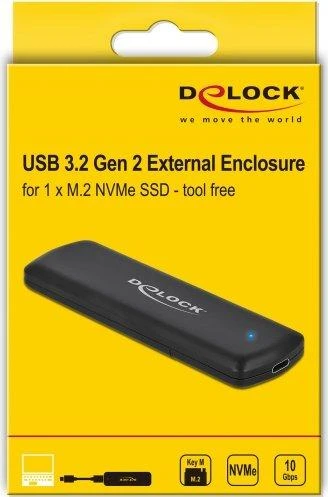 DELOCK išorinis M.2 NVMe PCIe SSD korpusas su USB Type-C lizdu – be įrankių