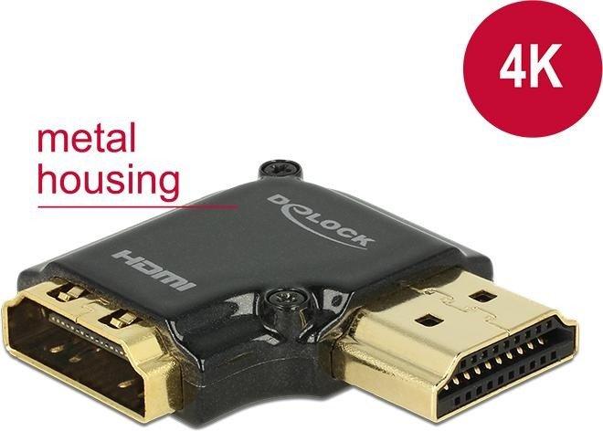 Delock HDMI-A/HDMI-A - F/M - 90° - HDMI - HDMI - Moteris - Vyriška - Auksinė - 3840 x 2160 pikselių