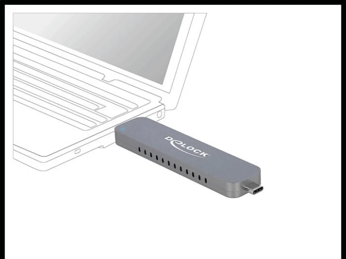 DELOCK išorinis M.2 NVME PCIe SSD korpusas su C tipo ir A tipo USB kištuku