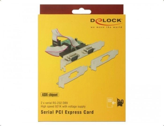 Delock PCI Express x1 Karte zu 2 x Seriell RS-232 High Speed 921K mit Spannungsversorgung