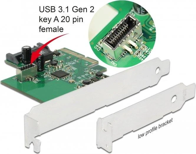 Kontroleris Delock PCIE 3.0 x4 – 20 kontaktų USB 3.2 genas 2 (89029)