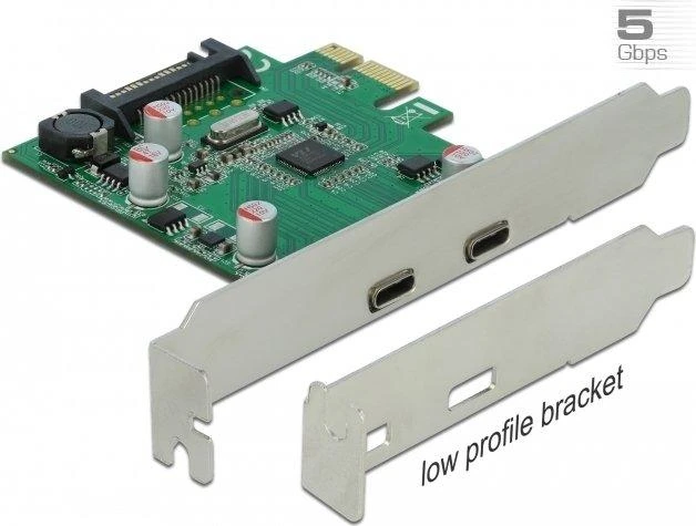 „Delock“ PCIe x1 plokštė (2x USB Type-CUSB3.2 Gen1), įskaitant žemo profilio lizdą