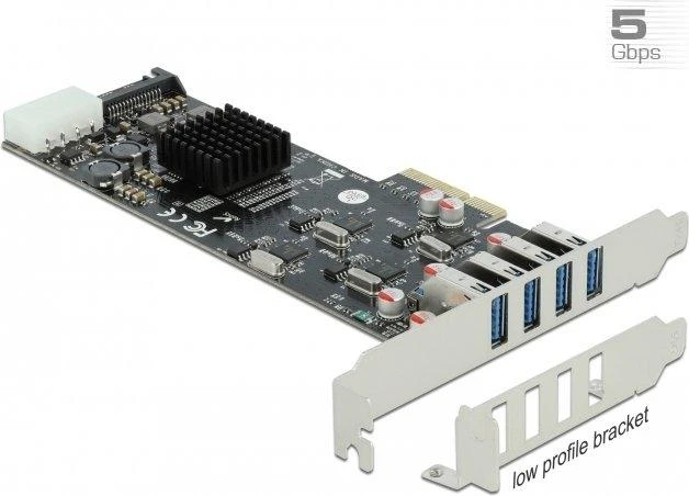 Kontroler Delock PCIe 2.0 x4 - 4x USB 3.2 Gen 1 (89008)