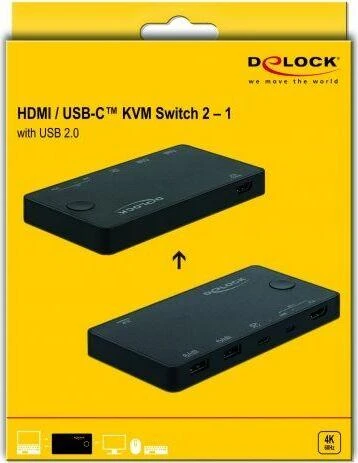 Delock HDMI / USB-C™ KVM jungiklis 4K 60 Hz su USB 2.0