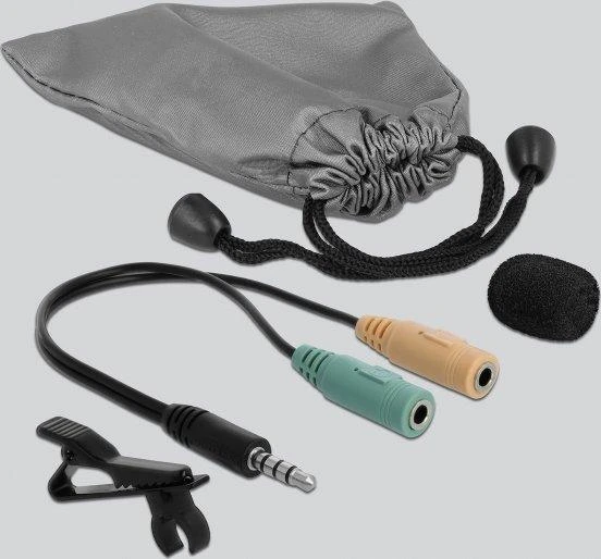 DELOCK Tie Lavalier Microphone Omnidirectional with Clip 3.5mm stereo jack male 3 pin + Adapteris Cable for Išmanusis telefonas and Planšetė