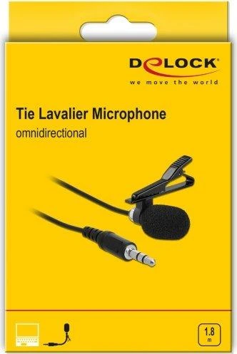 DELOCK Tie Lavalier Microphone Omnidirectional with Clip 3.5mm stereo jack male 3 pin + Adapteris Cable for Išmanusis telefonas and Planšetė