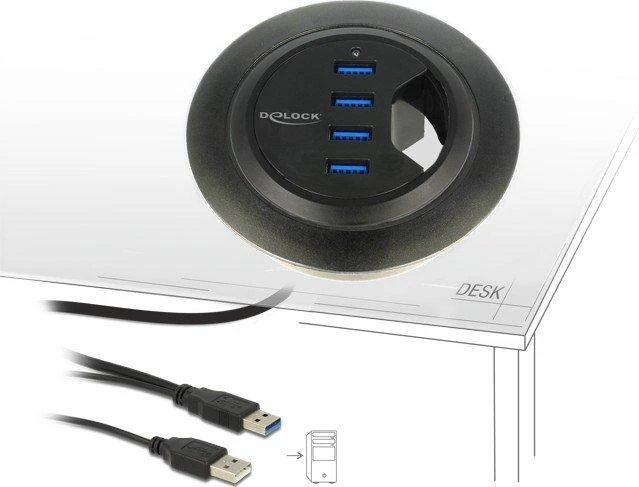 Delock HUB USB 3.0 stalo šakotuvas 60 mm 4 x USB 3.0 prievadai Delock