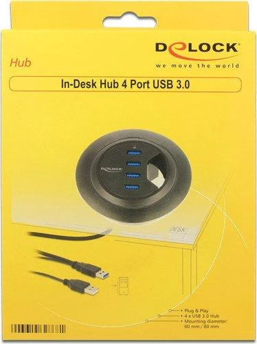 Delock HUB USB 3.0 stalo šakotuvas 60 mm 4 x USB 3.0 prievadai Delock