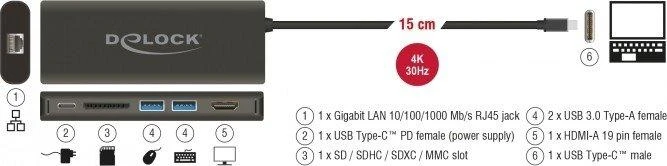 „Delock 4K Dock“ USB-C stotis / replikatorius (87721)