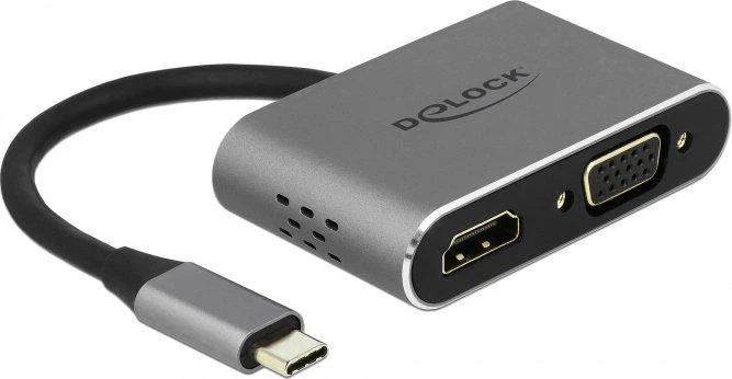 DELOCK USB Type-C adapteris prie HDMI ir VGA su USB 3.0 prievadu ir PD