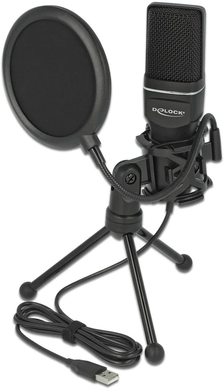 Delock USB Kondensator Mikrofonas Set - fr Podcasting, Gaming und Gesang