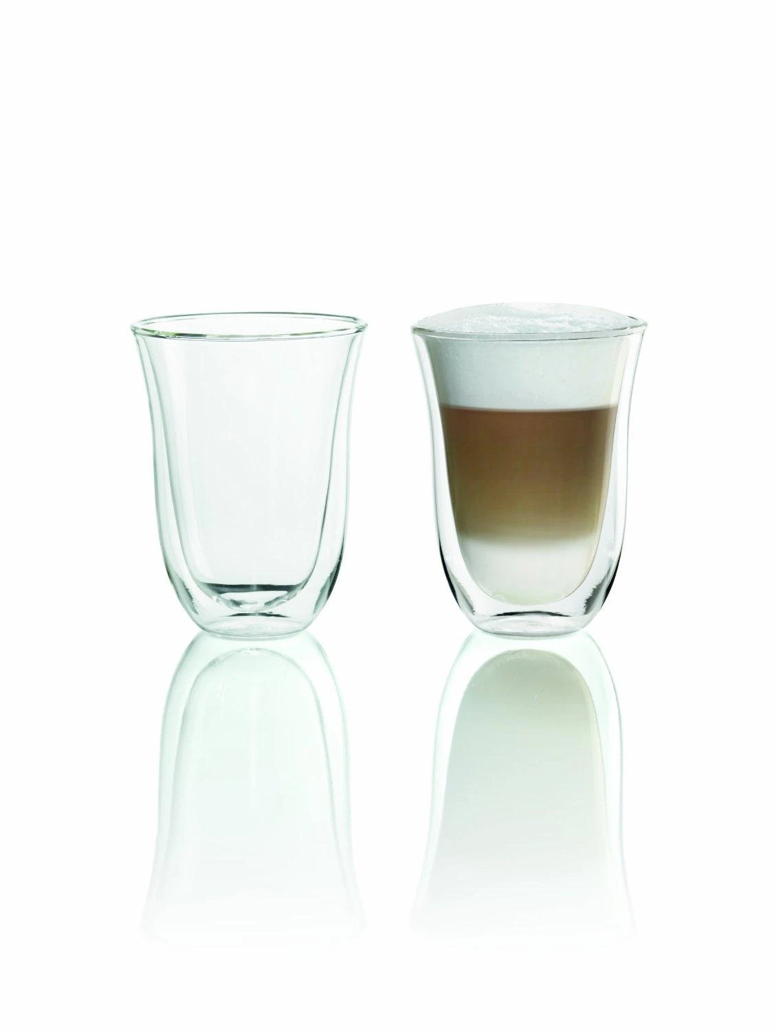Delonghi kavos stiklinių rinkinys, 2 stiklinės, latte, 220 ml, 2 vnt., atsparios vandeniui, permatomos