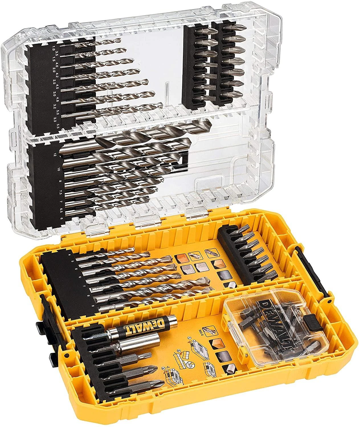 Grąžtas Grąžtų ir sukimo antgalių komplektas DeWalt DT70761-QZ; 72 vnt.