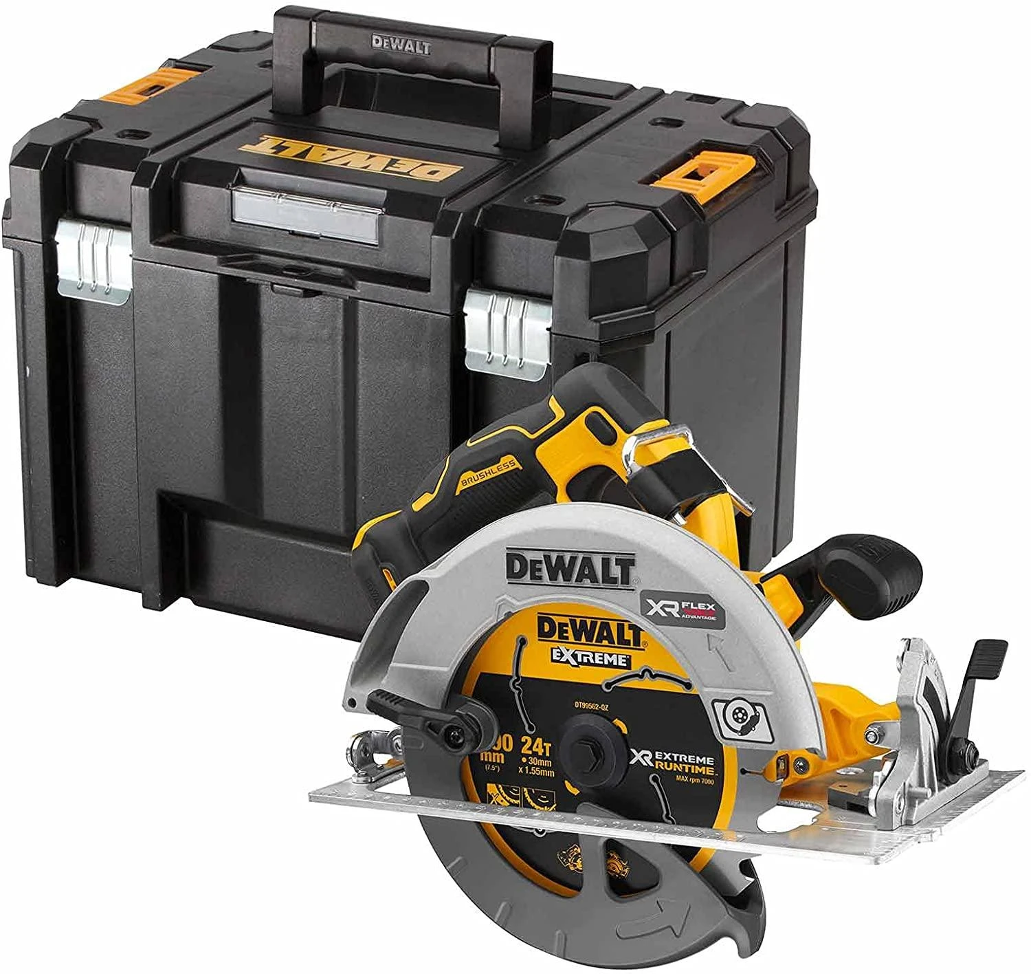 DeWalt akumuliatorinis diskinis pjūklas DCS573NT, 190mm, TSTAK lagaminas be akumuliatoriaus ir kroviklio