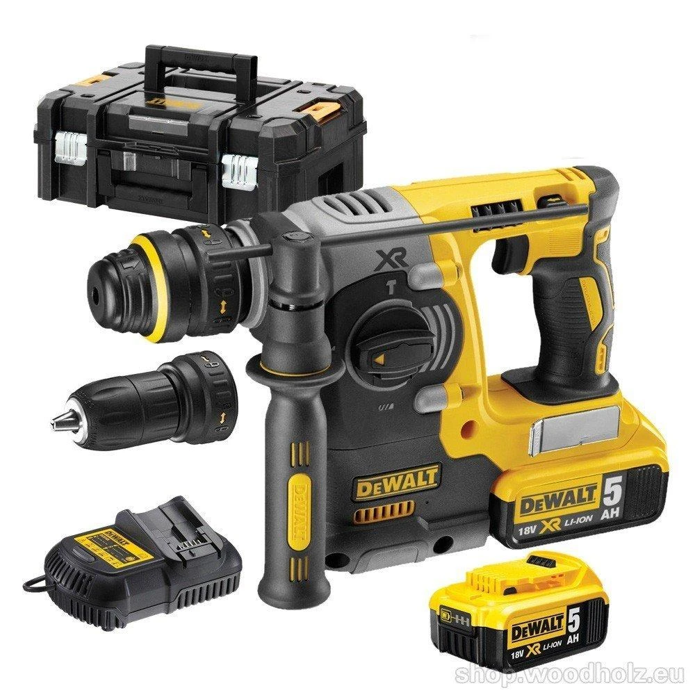 DEWALT SDS-PLUS GRĘŽIMO KJŪKAS 18V 2.1J 2 x 5.0Ah XR LI-ION BE šepetėlių + LAIKIKLIS DCH274P2T