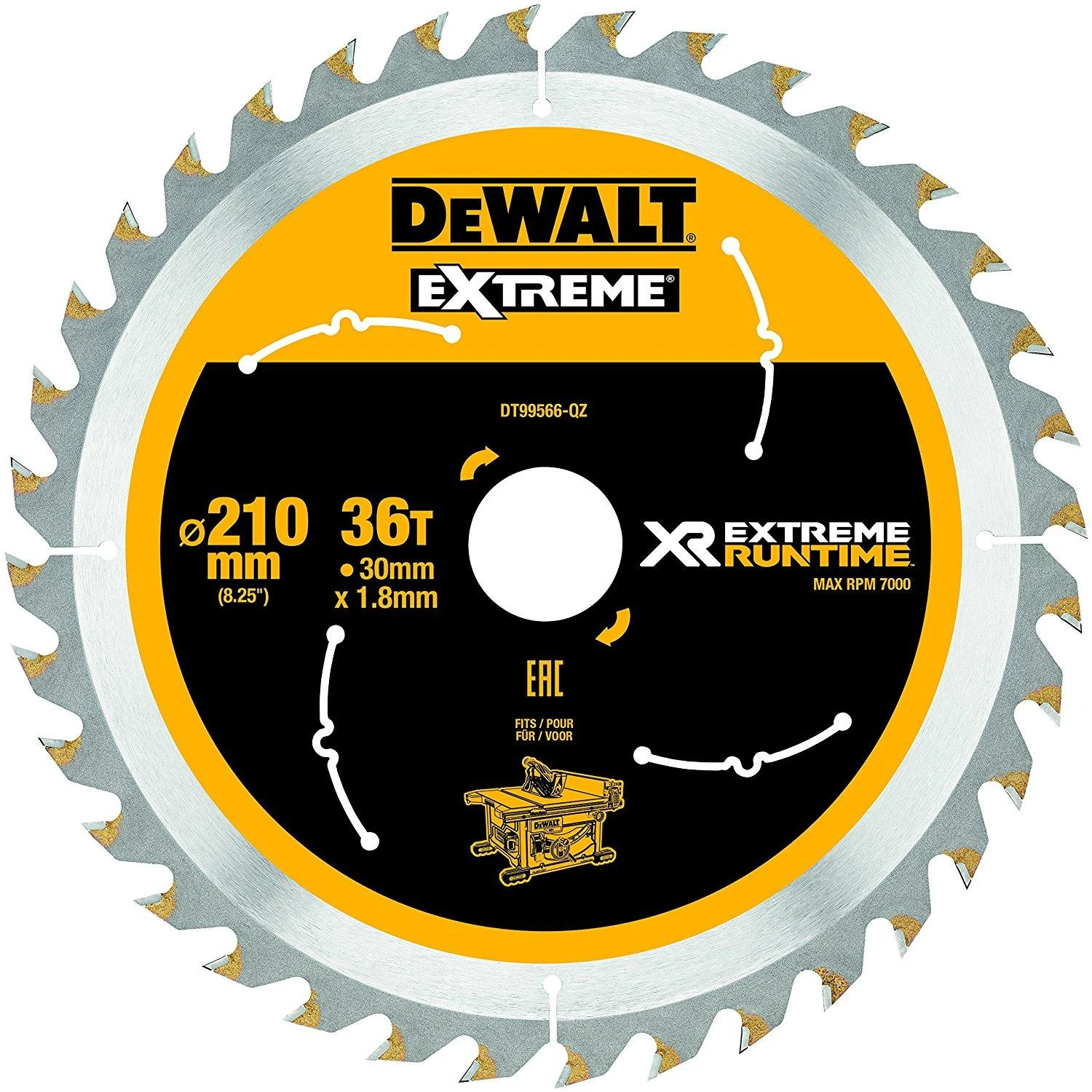 Pjovimo diskas Dewalt 210mm X 30mm 36T, DT99566-QZ