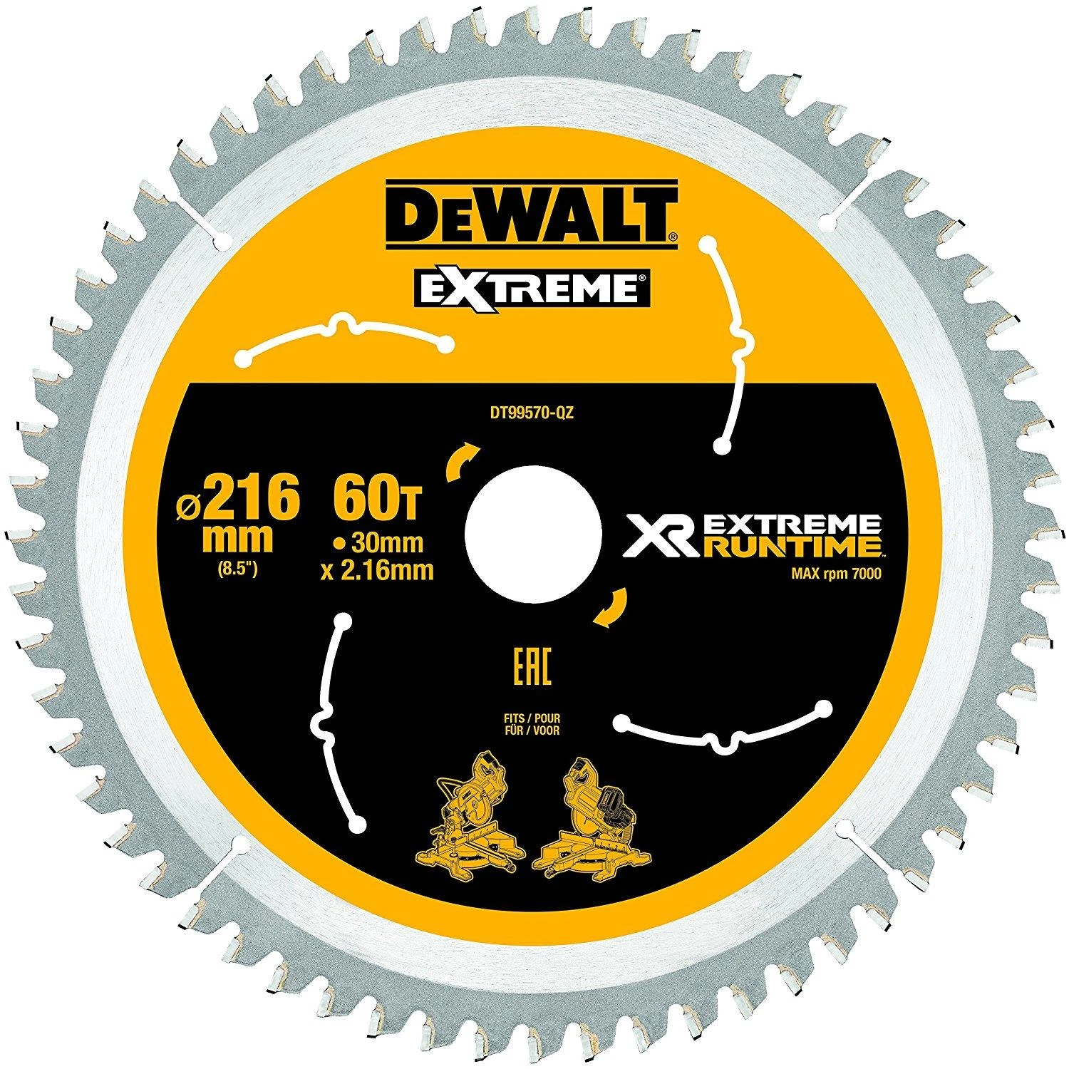 Pjovimo diskas DeWalt DT99570-QZ; 216x30 mm; Z60