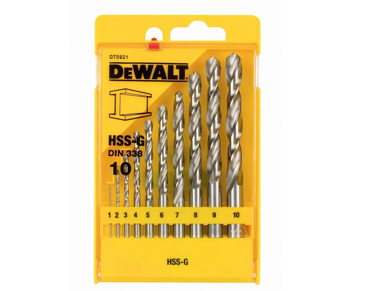 Grąžtas Grąžtų komplektas metalui DeWalt DT5921-QZ; 1-10 mm; 10 vnt.