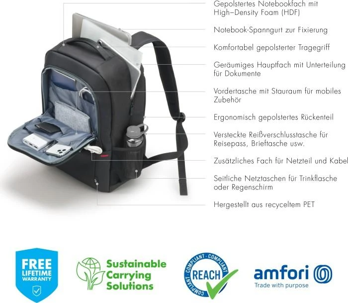 DICOTA Eco Backpack Plus BASE 13-15,6"