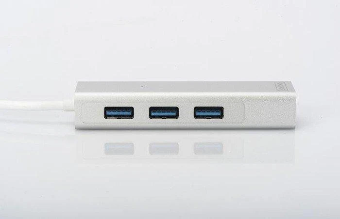 Assmann Electronic DIGITUS USB3.0 3 prievadų HUB & GLAN adapteriai 3xUSB A/F 1xUSB A/M 1xRJ45 LAN