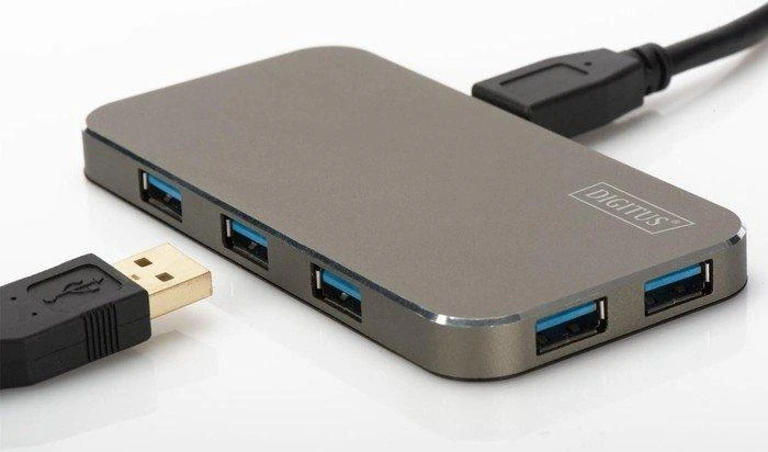 Assmann Electronic DIGITUS Hub 7 prievadų USB 3.0 SuperSpeed, maitinimo šaltinis, HQ aliuminis
