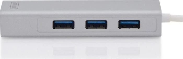 Assmann Electronic DIGITUS 3 Port USB 3.0 Type C Hub su Gigabit Ethernet 3xUSB A/F 1xUSB C/M 1xRJ45 LAN Palaiko Windows ir Mac OS
