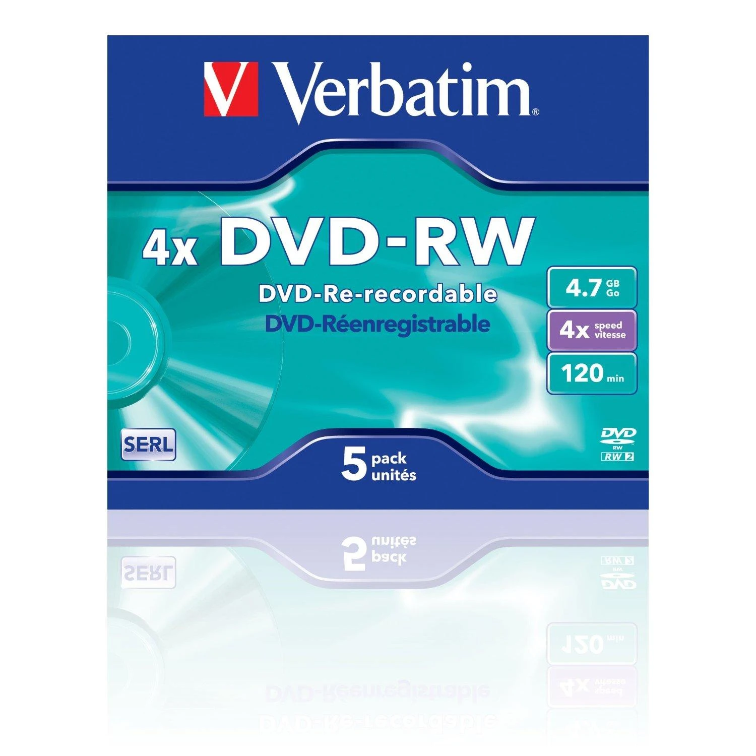 Verbatim DVD+RW, 4x, 4.7GB, 5vnt (43285)