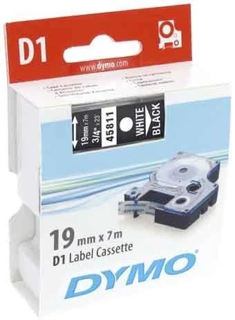 D1, žymėjimo juosta, 19mm, baltas tekstas ant juodo juostos, 7m - 45811 DYMO / S0720910