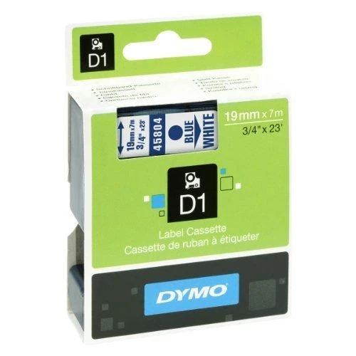 DYMO D1 Standard - Mėlyna on Baltas - 19mm etikečių juostelė Mėlyna ant balto paviršiaus