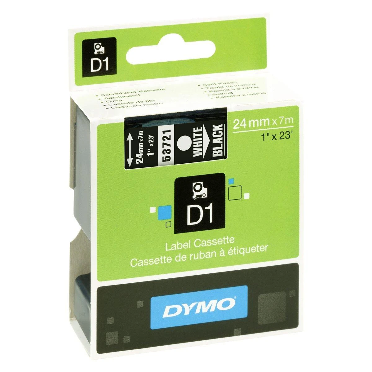 DYMO D1 Juostelė 24mm x7m / baltas ant juodos (53721 / S0721010)