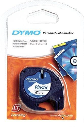 Juostelė DYMO LetraTag 12mm x 4m, plastikinė, juoda ant balto / S0721660 91221