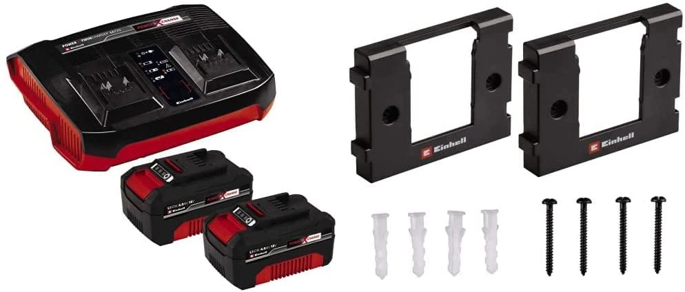 Einhell Akumuliatirių komplektas 2X4,0Ah PXC+pakrovėjas kroviklis ir 2 vnt. 4,0 Ah akumuliatorius