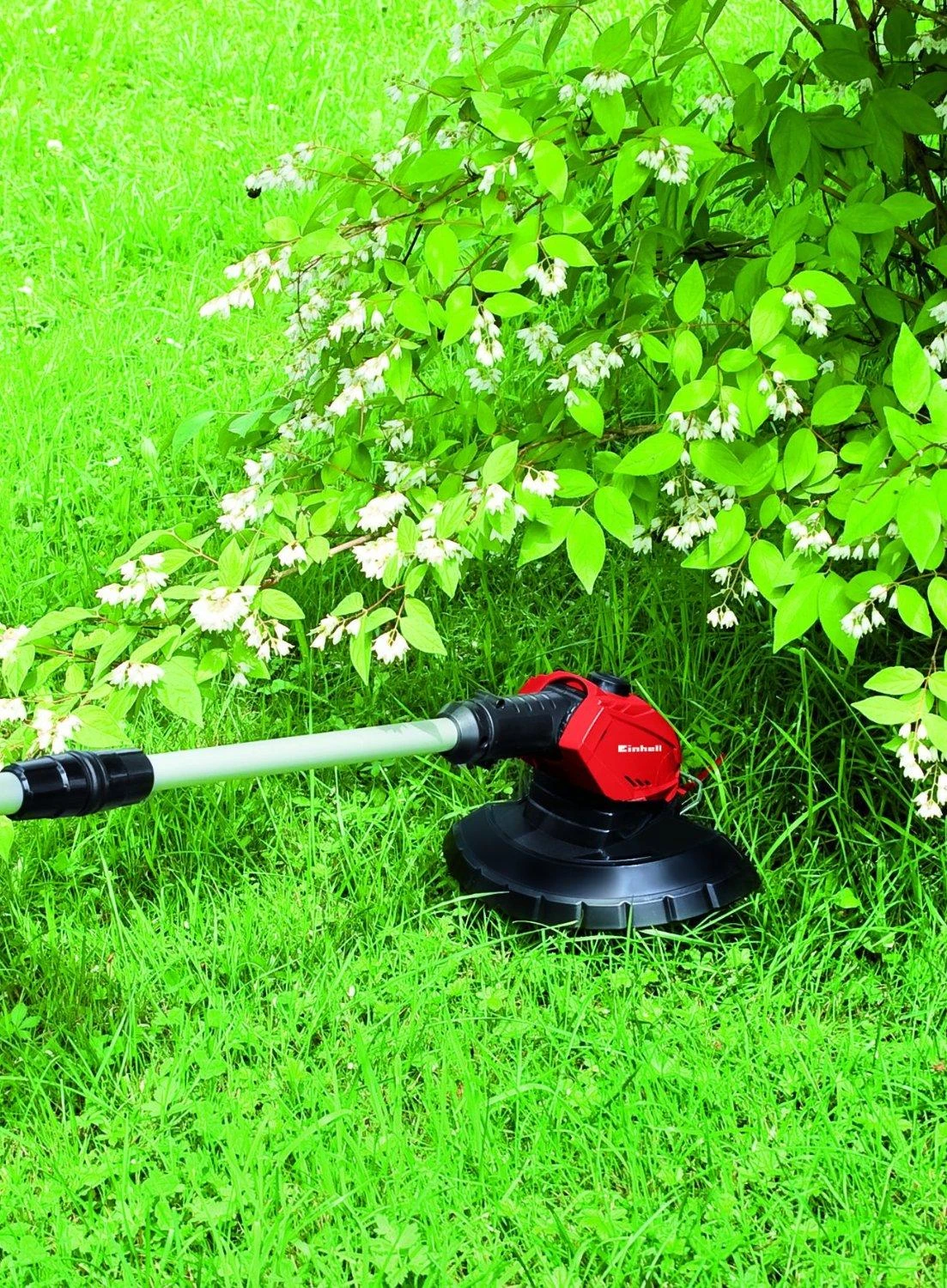 Akumuliatorinė žoliapjovė Einhell GE-CT 18 Li Power X-Change (240mm pjovimo plotis, 20 plastikinių peiliukų, be akumuliatoriaus ir kroviklio)