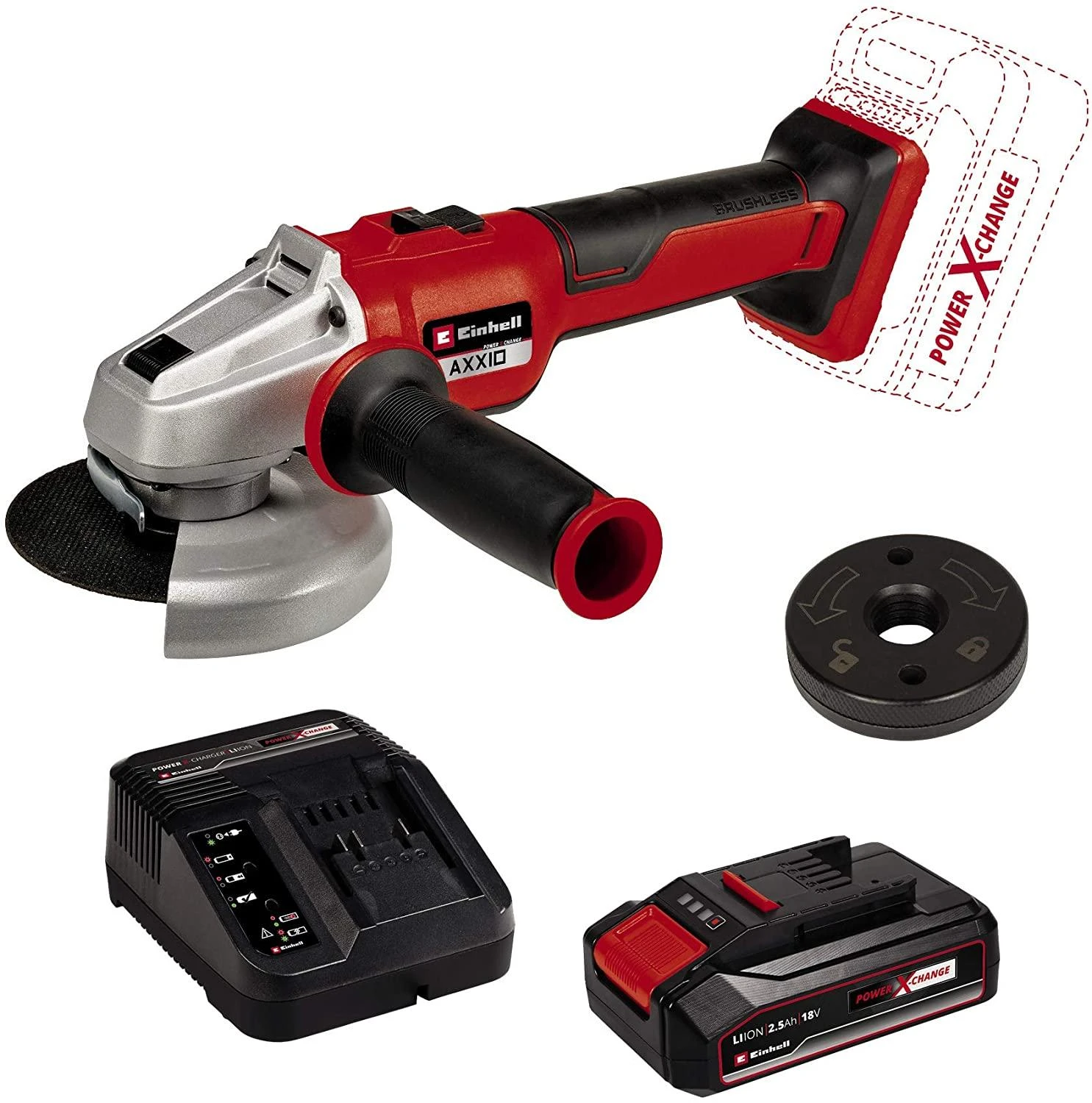Einhell AXXIO 18/115 Q komplektas su priedais
