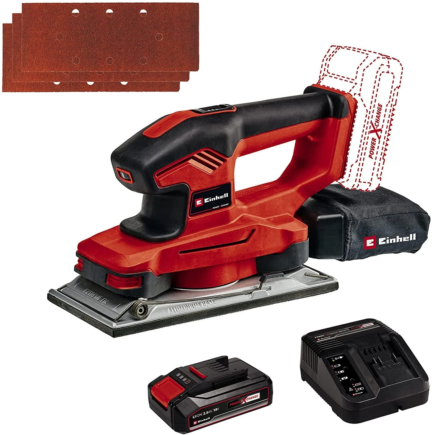 Einhell TE-OS 18/230 Li vibracinis šlifuoklis su komplektu