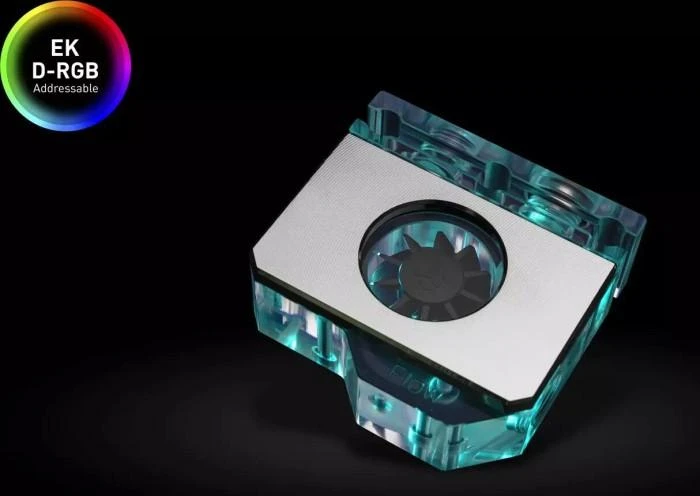 Ek Water Blocks Ek Vanduo Blocks EK Vanduo Blocks EK-Quantum skaliarinis srauto matuoklis, iš apačios į viršų, D-RGB, nikelio spalvos