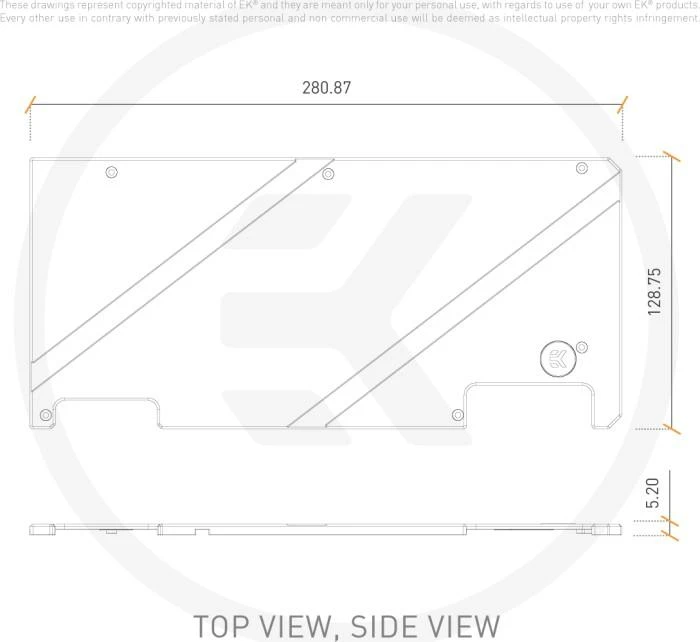 Ek Water Blocks Ek Vanduo Blocks EK Vanduo Blocks EK-Quantum Vector Strix RTX 3070/3080/3090 galinė plokštė – nikelis