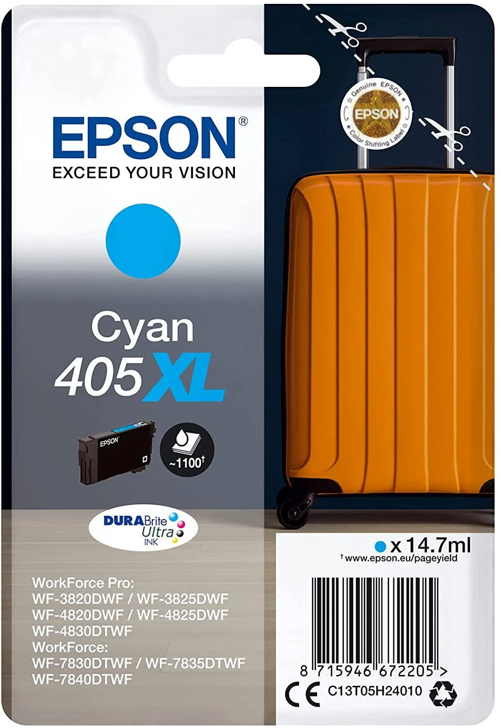 Epson 405XL (C13T05H24010) kasetė rašaliniams spausdintuvams, Žydra (1100 psl.)
