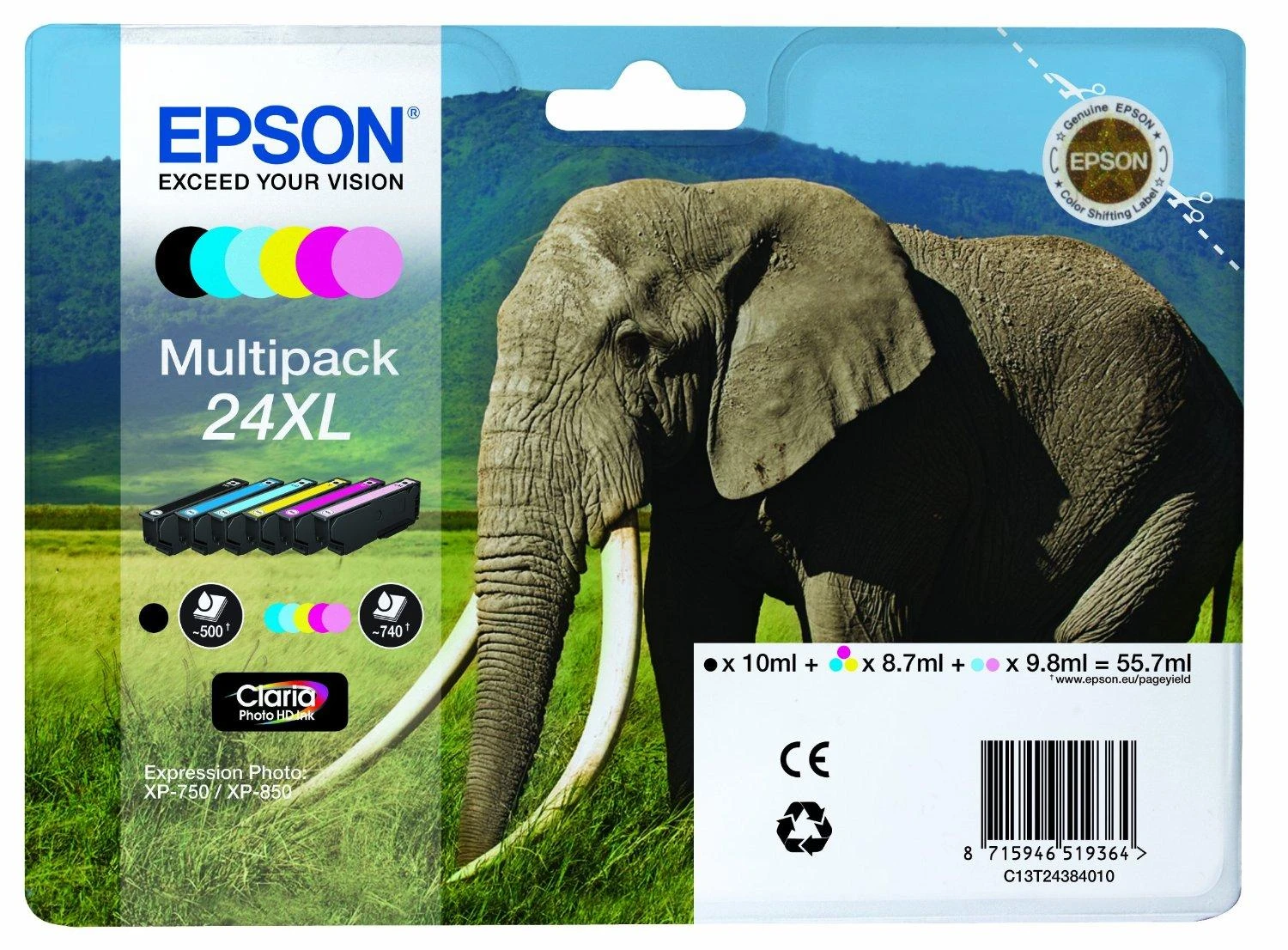 Epson No.24XL (C13T24384011), 6 spalvų kasečių rinkinys
