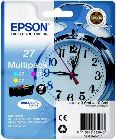 Žadintuvas Multipack Epson T2715 C/M/Y 3-color 27XL DURABrite | 31,2 ml