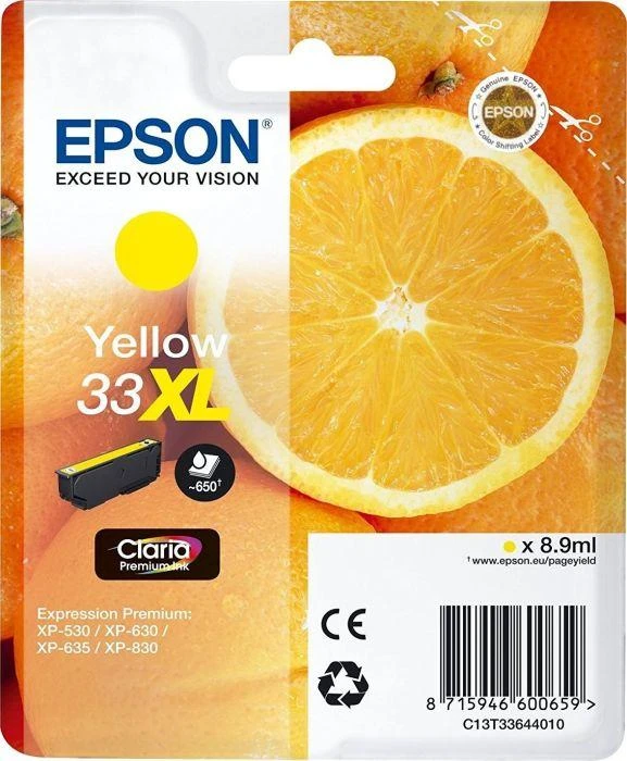Epson T3364, 33XL rašalo kasetė, Geltona