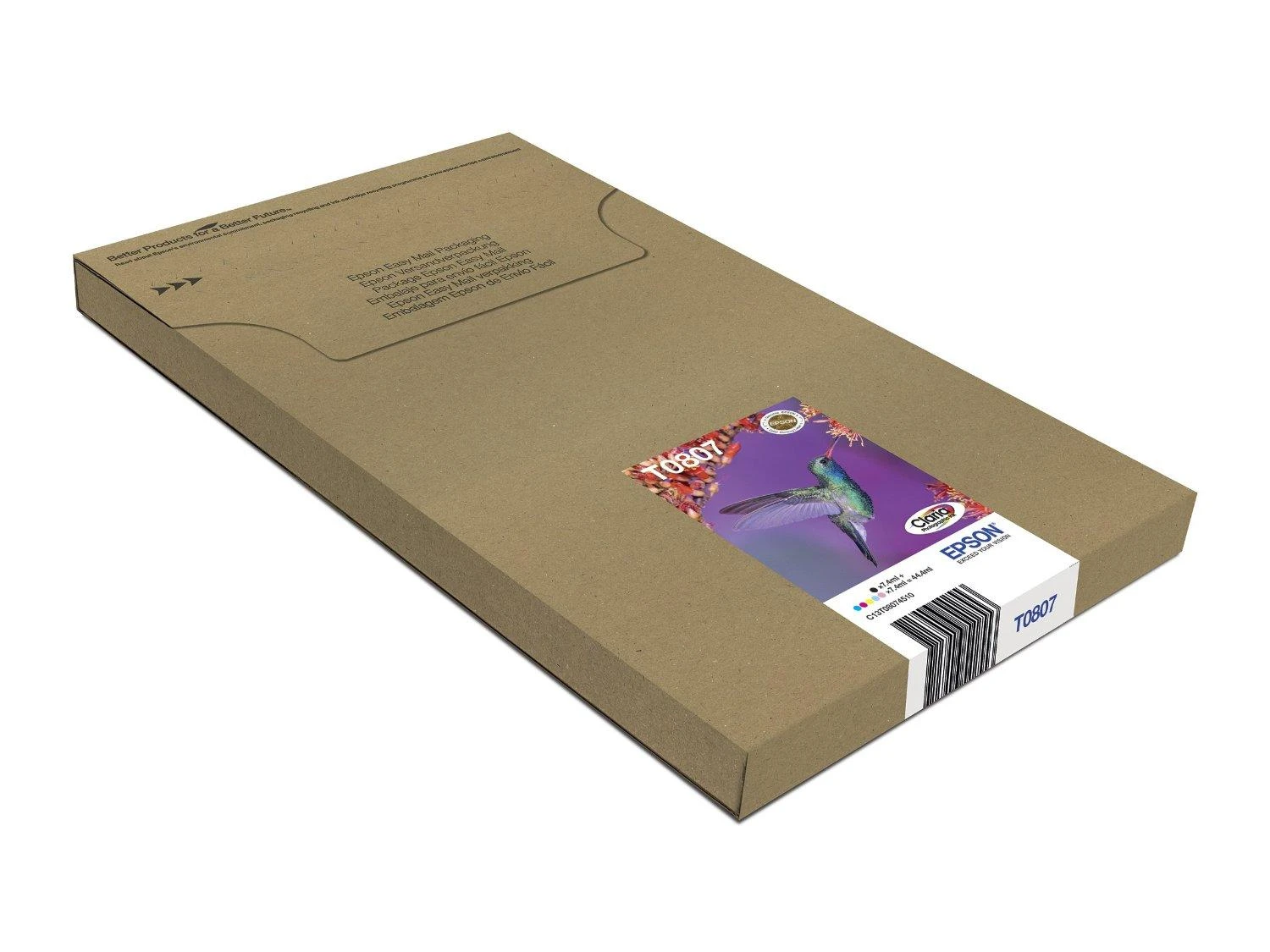 Epson Multipack 6 spalvų T0807 Claria fotografijos rašalo kasetė, Juodas, žydra, šviesiai žalsvai mėlyna, rausvai raudona, šviesiai purpurinė, geltona