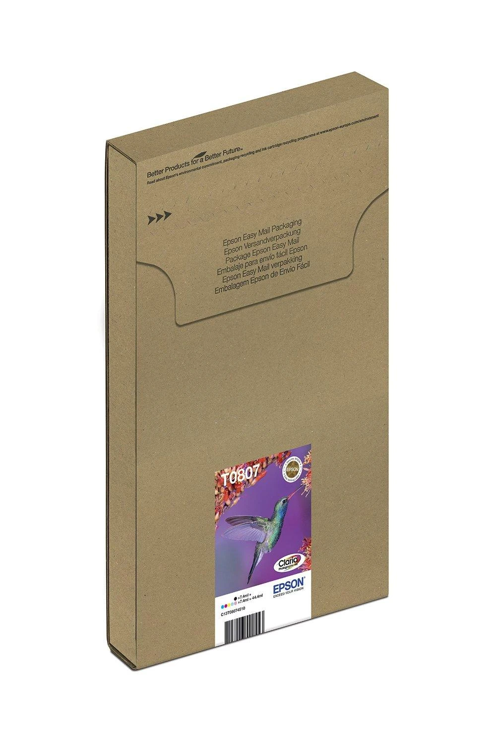 Epson Multipack 6 spalvų T0807 Claria fotografijos rašalo kasetė, Juodas, žydra, šviesiai žalsvai mėlyna, rausvai raudona, šviesiai purpurinė, geltona