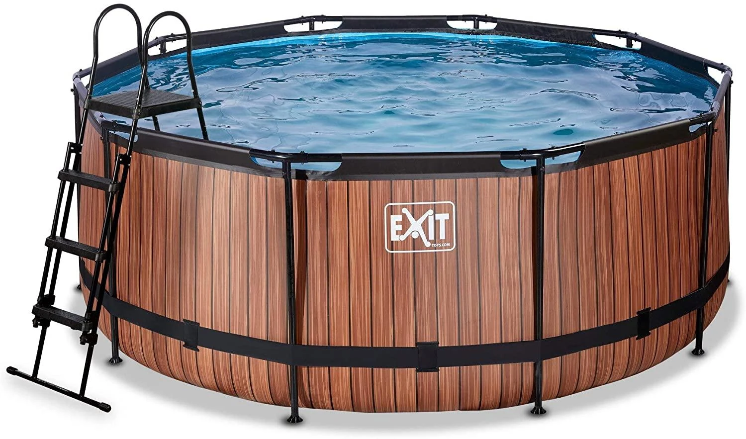 EXIT medinis baseinas ø360x122 cm su smėlio filtro siurbliu, rudas