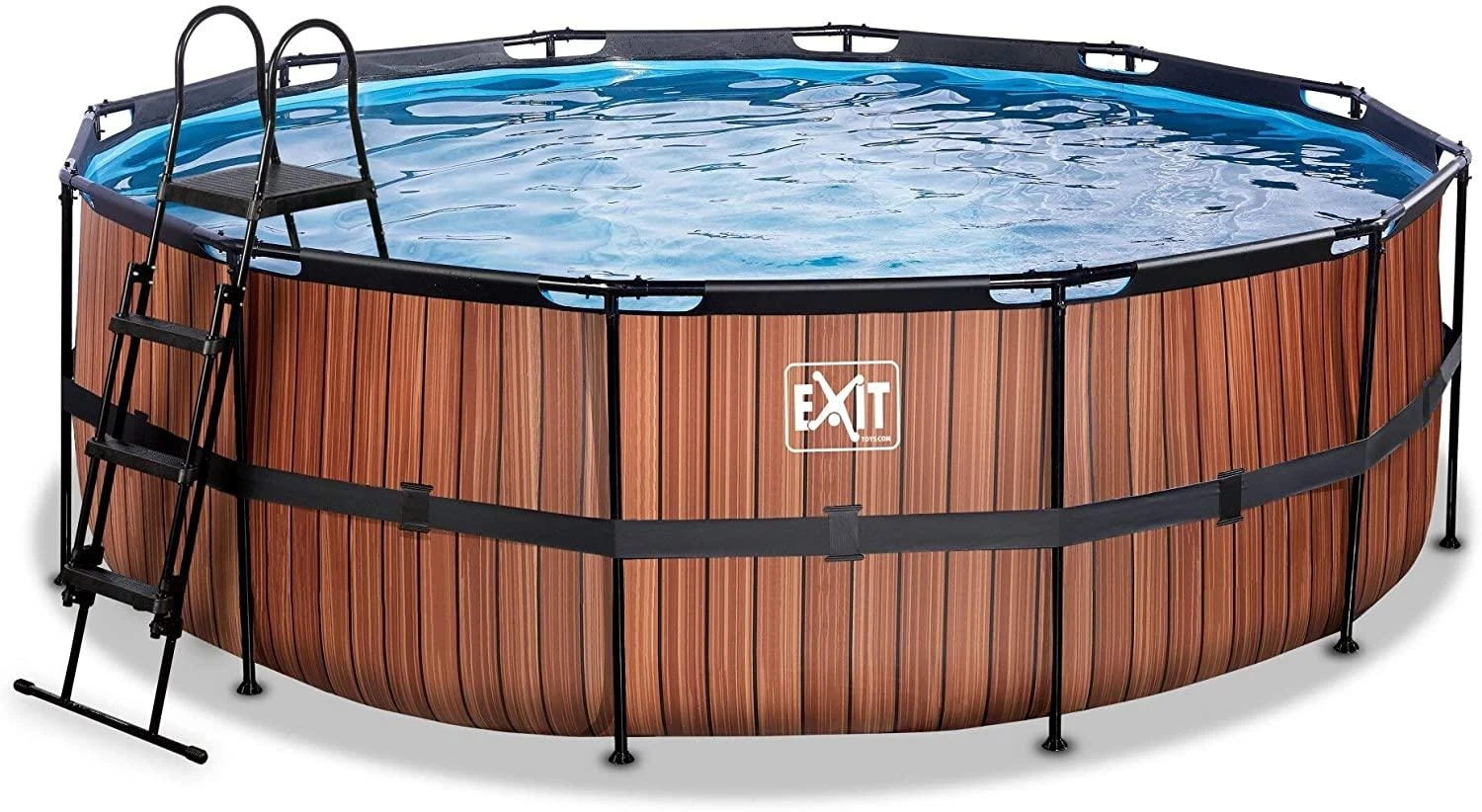 Baseinas EXIT Wood ø427x122cm su smėlio filtro siurbliu, rudas