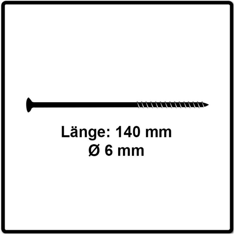 Fischer Spanplattenschraube Power-Fast II 6,0x140 Senkkopf (50 Stück, Teilgewinde, verzinkt)