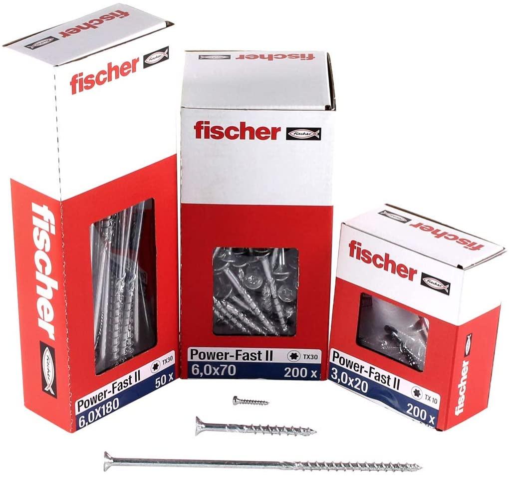 Fischer Spanplattenschraube Power-Fast II 6,0x240 Senkkopf (25 Stück, Teilgewinde, verzinkt)